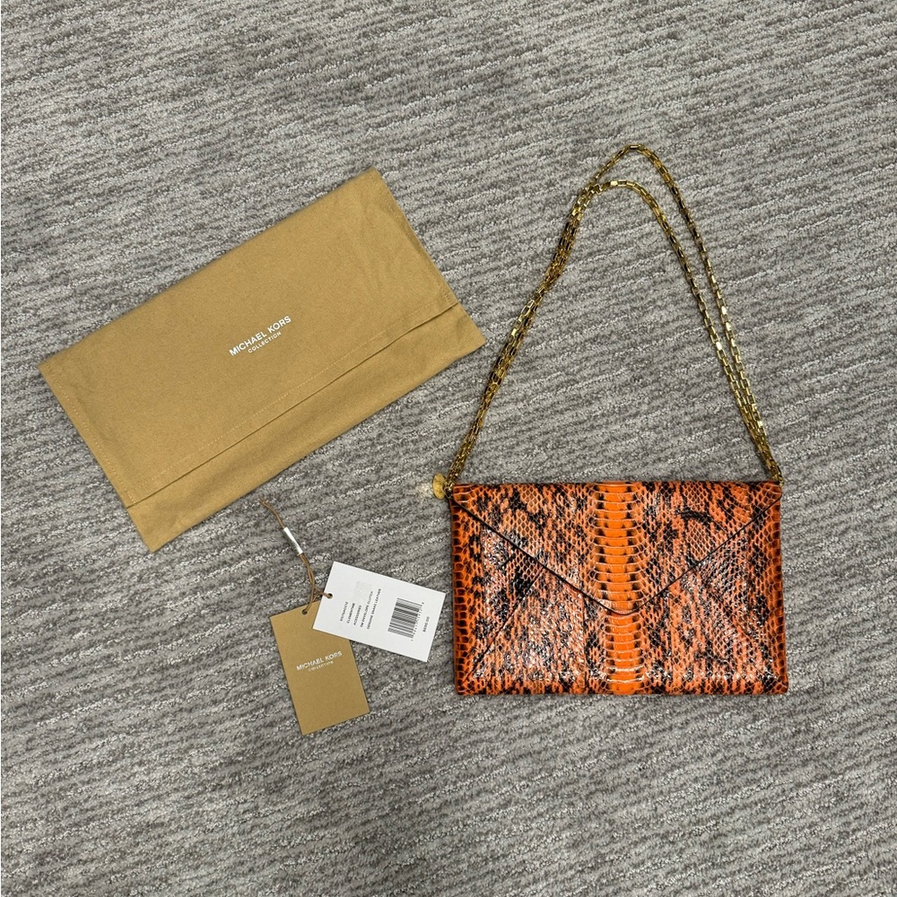 Michael Kors Collection Orange Gold Clutch